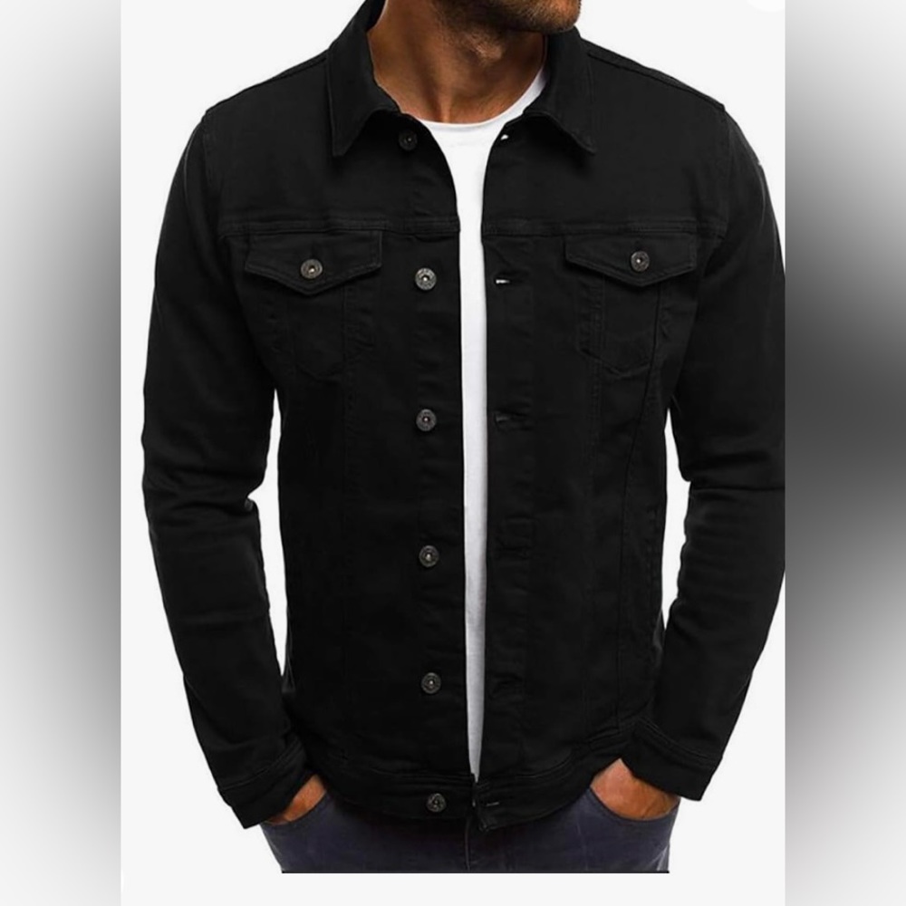 LONGBIDA Men's Casual Classic Denim Jacket Slim Fit Fashion Jean Coat